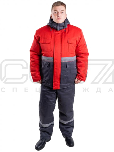 костюм зимний сер, красный-1